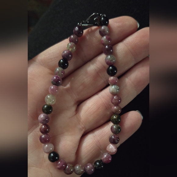 Tourmaline Stone Earring and Bracelet Set, Handmade - Picture 2 of 3